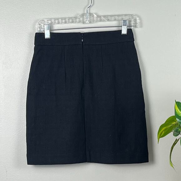 Loft Petites Black Cotton Blend Skirt with Two Front Pockets Size 00P - Picture 3 of 8